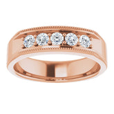 14K Rose 1/2 CTW Natural Diamond Milgrain Band